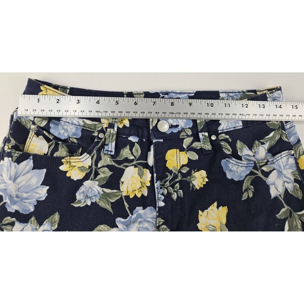 Charter Club Floral Straight Leg Pants Navy Yellow Preppy Spring Summer Women 8 - Picture 4 of 7